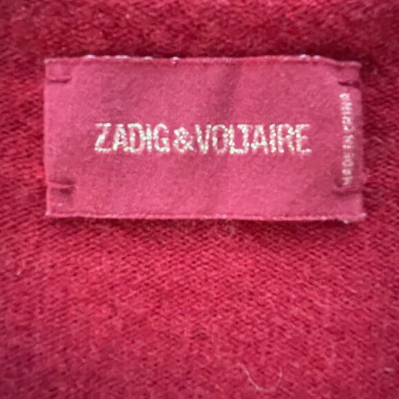 Zadig & Voltaire Deluxe Women’s V-Neck Sweater 100% Cashmere Red Size Small - Picture 5 of 10